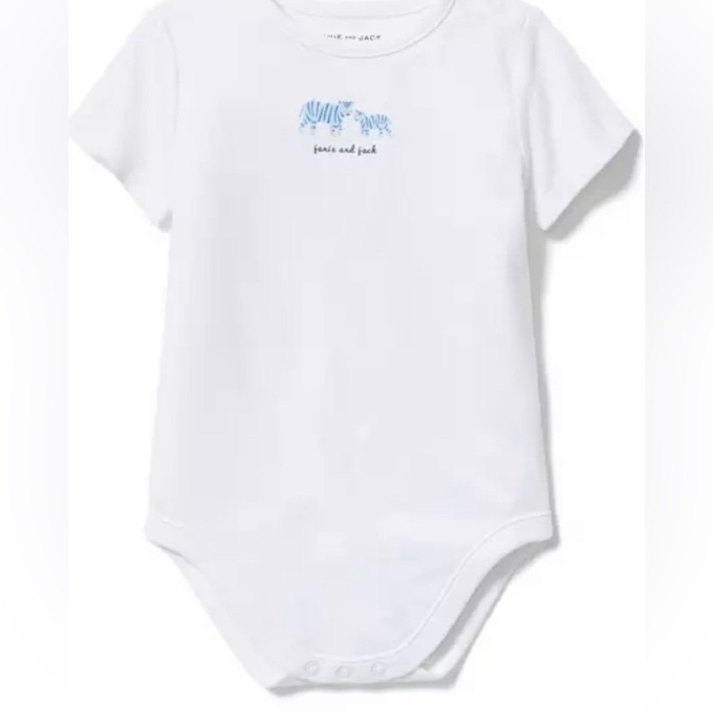 Janie and Jack white and blue short sleeve onesie tiger print size 0-3 mo